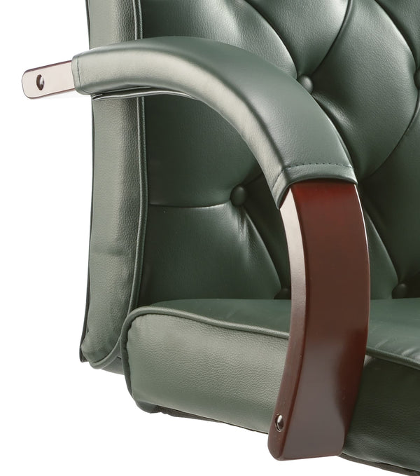 Chesterfield Leather Exec | Home Office Chair | Home Office Furniture | Swivel Office Chair |  Wooden Detail Chair | Soft padded chair