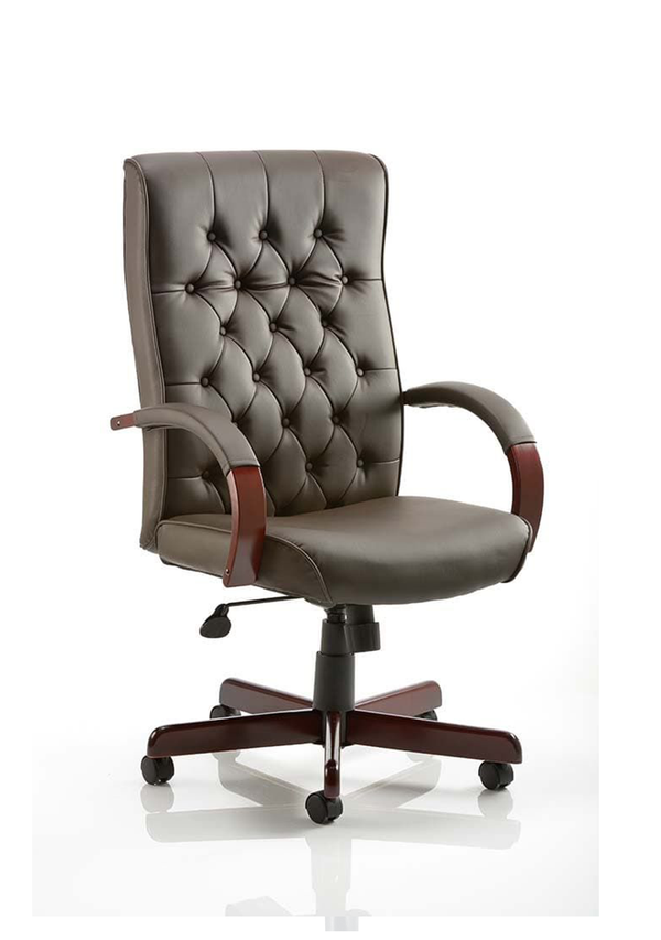 Chesterfield Leather Exec | Home Office Chair | Home Office Furniture | Swivel Office Chair |  Wooden Detail Chair | Soft padded chair