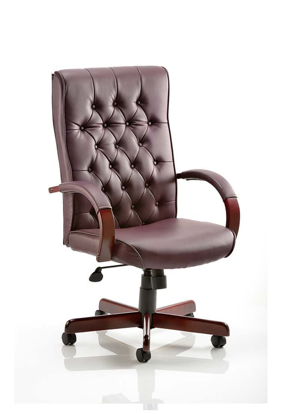 Chesterfield Leather Exec | Home Office Chair | Home Office Furniture | Swivel Office Chair |  Wooden Detail Chair | Soft padded chair