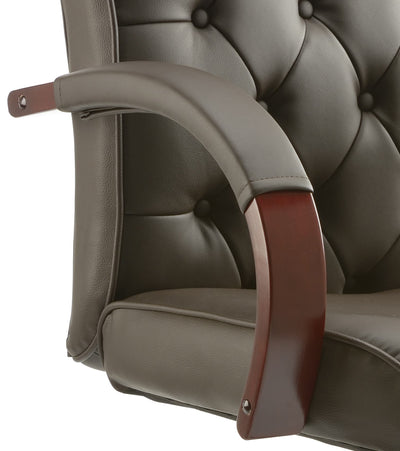 Chesterfield Leather Exec | Home Office Chair | Home Office Furniture | Swivel Office Chair |  Wooden Detail Chair | Soft padded chair