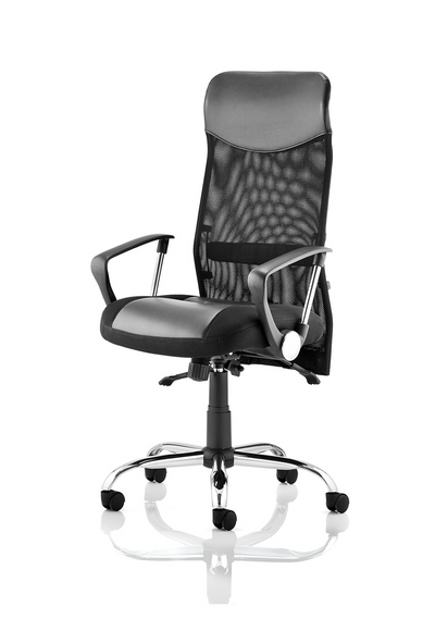 Vegas Exec Home Office Chair | Executive Chair | Home Office Furniture | Leather and Mesh Chair | Chrome detail | Swivel Chair | Swivel Chair with mesh