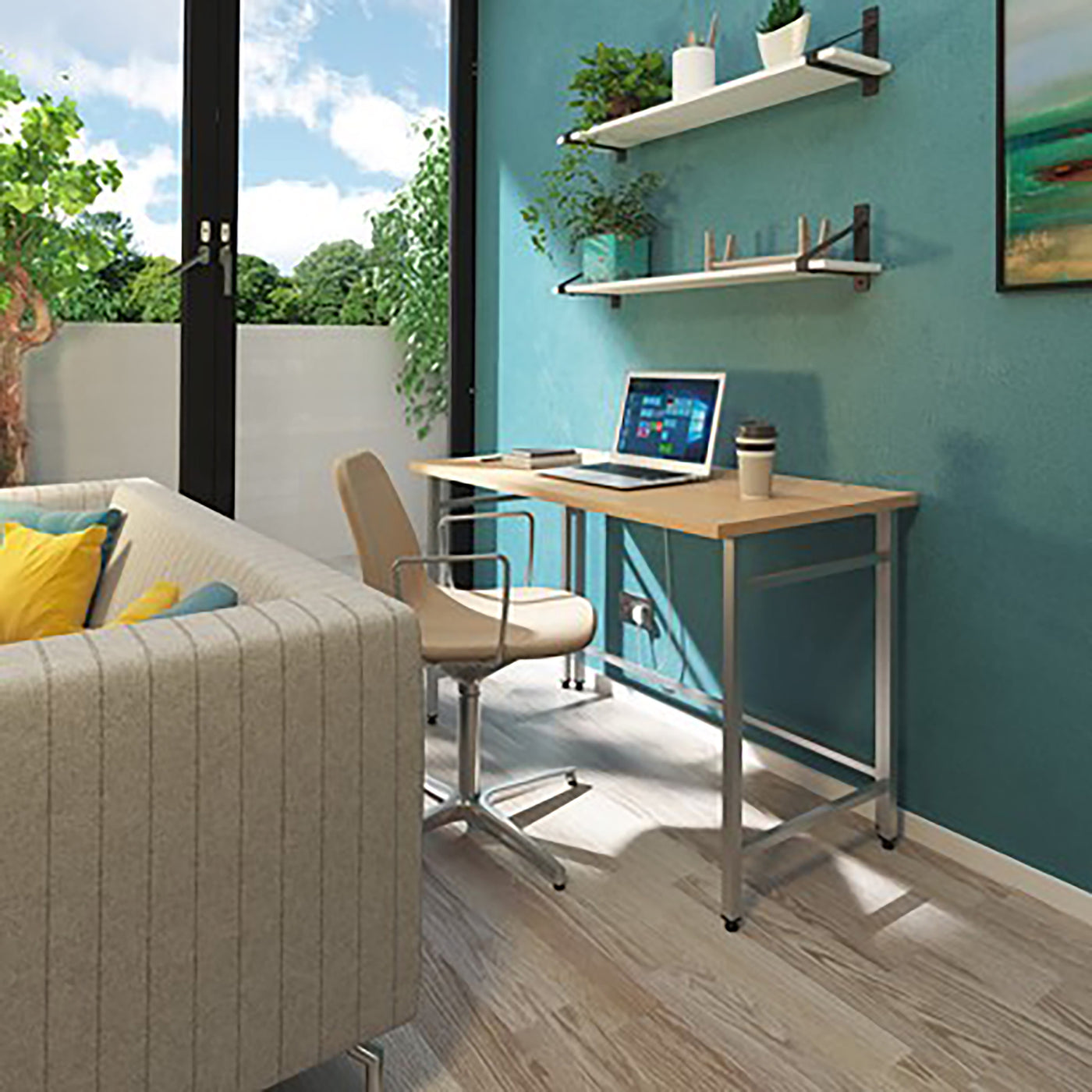 Fuji Home Office Workstation | Foldable Work Desk | Folding Desk | Home Office Furniture | Compact Desk | Metal Frame Desk | Work From Home
