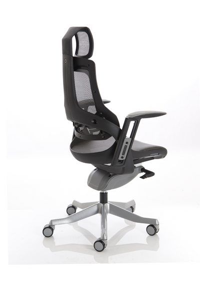 Zure Exec Black Shell Home Office Chair | Executive Chair | Home Office Furniture | Mesh Chair | Chrome detail | Swivel Chair | Mesh Swivel Chair