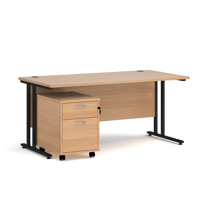 Maestro 25 with 2 Drawer Pedestal | Home Office Desk | Work From Home | Desk with storage | Desk with storage drawers